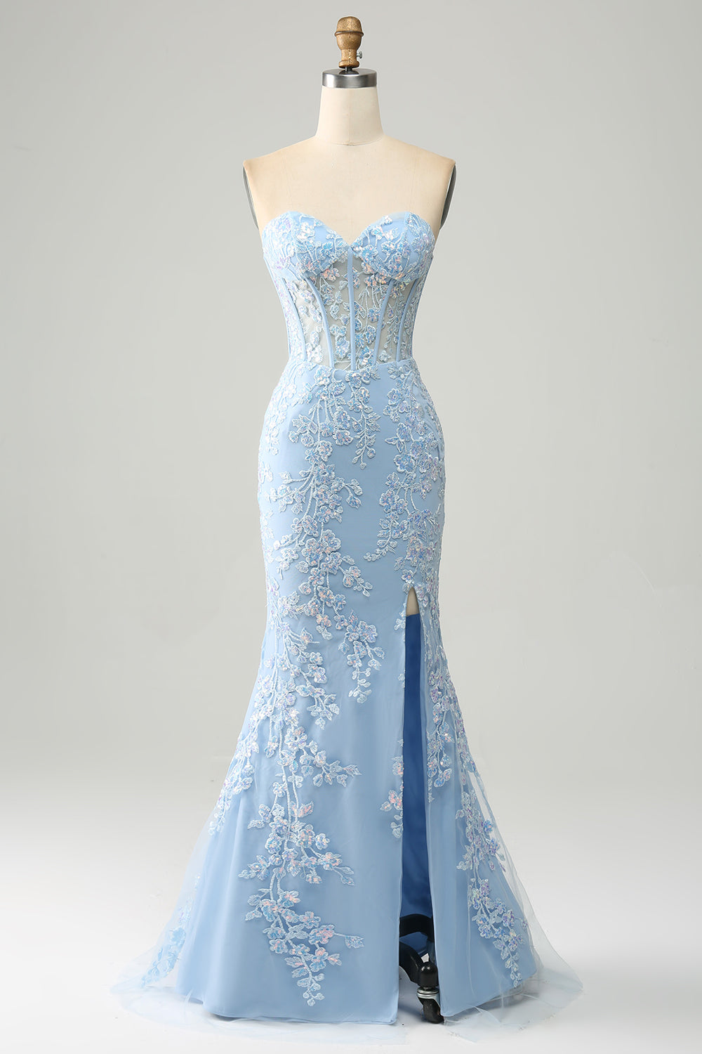 ZAPAKA Women Royal Blue Corset Prom Dress with Beading Mermaid