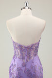 Sparkly Purple Trumpet Applique Sweetheart Prom Dress