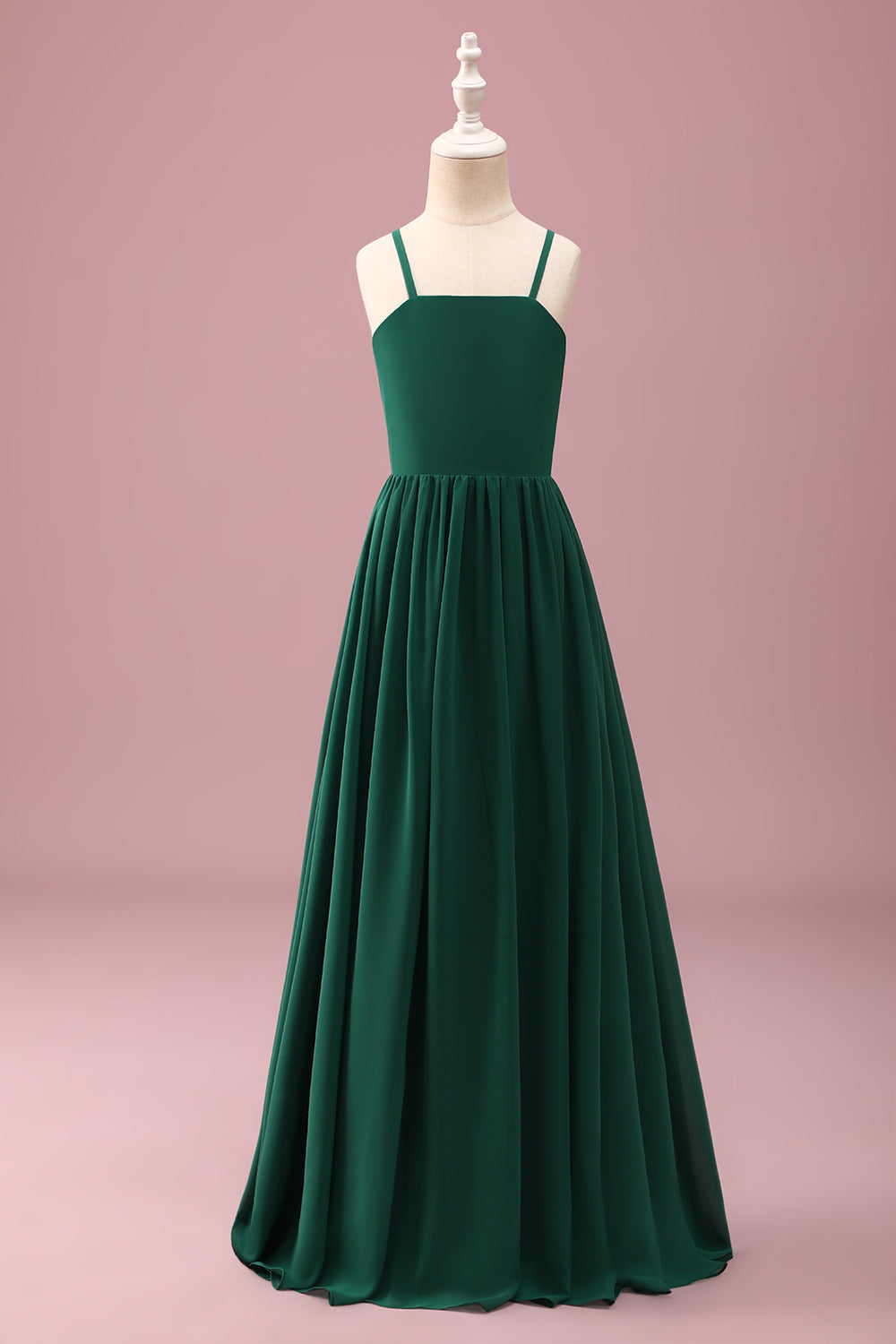 Dark Green Spaghetti Straps A-Line Junior Bridesmaid Dress