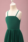 Dark Green Spaghetti Straps A-Line Junior Bridesmaid Dress