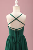 Dark Green Spaghetti Straps A-Line Junior Bridesmaid Dress