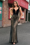 Black V-Neck Velvet Mermaid Prom Dress