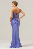 Purple Mermaid Spaghetti Straps Hollow Out Bridesmaid Dress