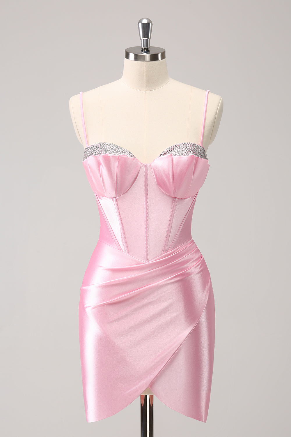 Pink Sparkly Corset Tight Short Homecoming Dress