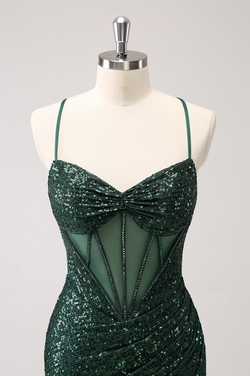 Sparkly Corset Dark Green Tight Short Homecoming Dress with Sequins