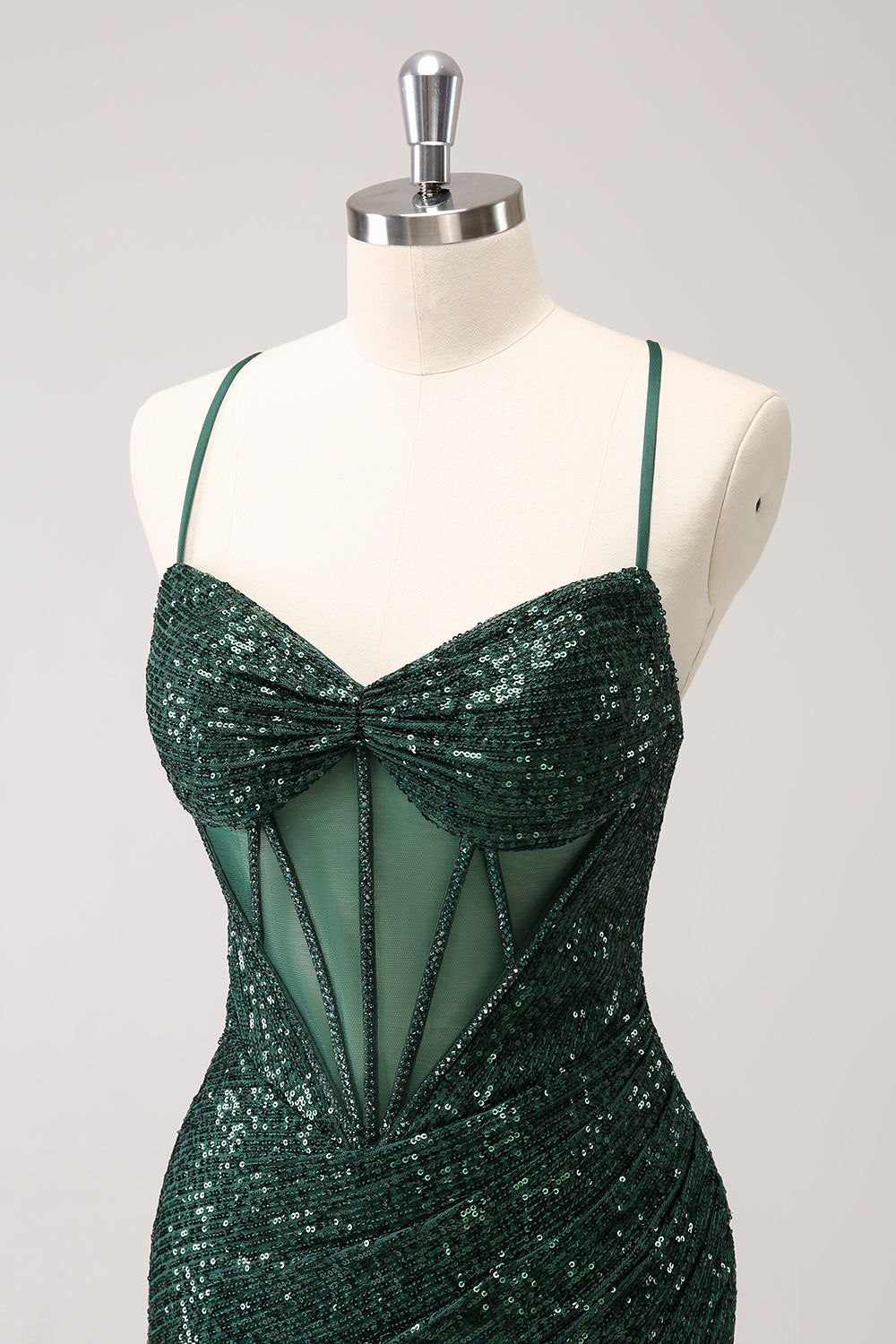 Sparkly Corset Dark Green Tight Short Homecoming Dress with Sequins