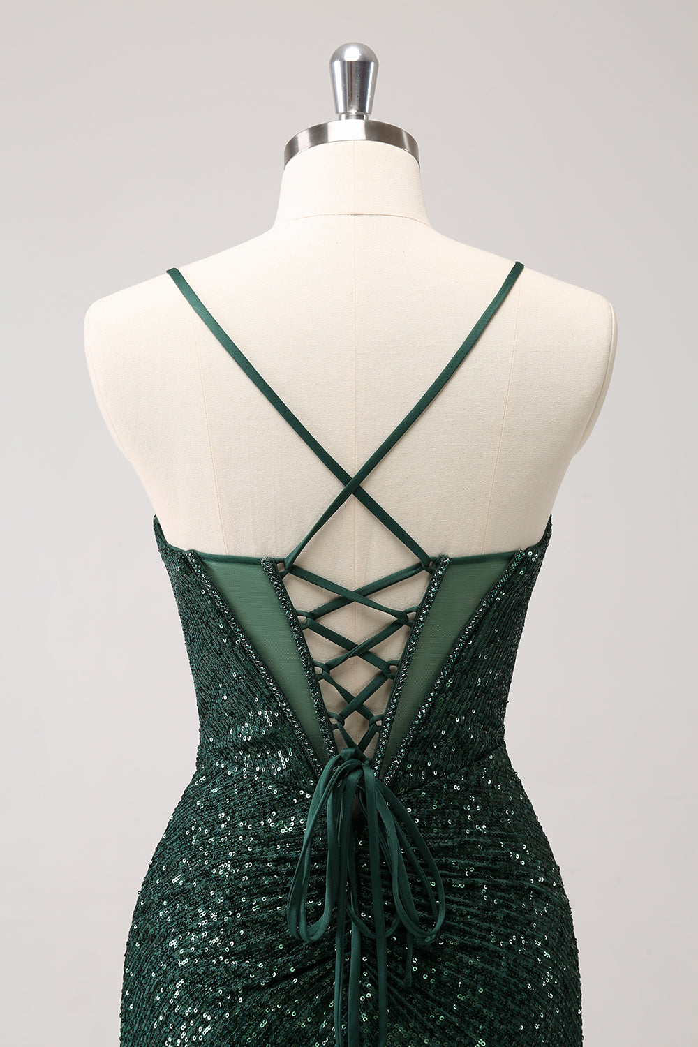 Sparkly Corset Dark Green Tight Short Homecoming Dress with Sequins