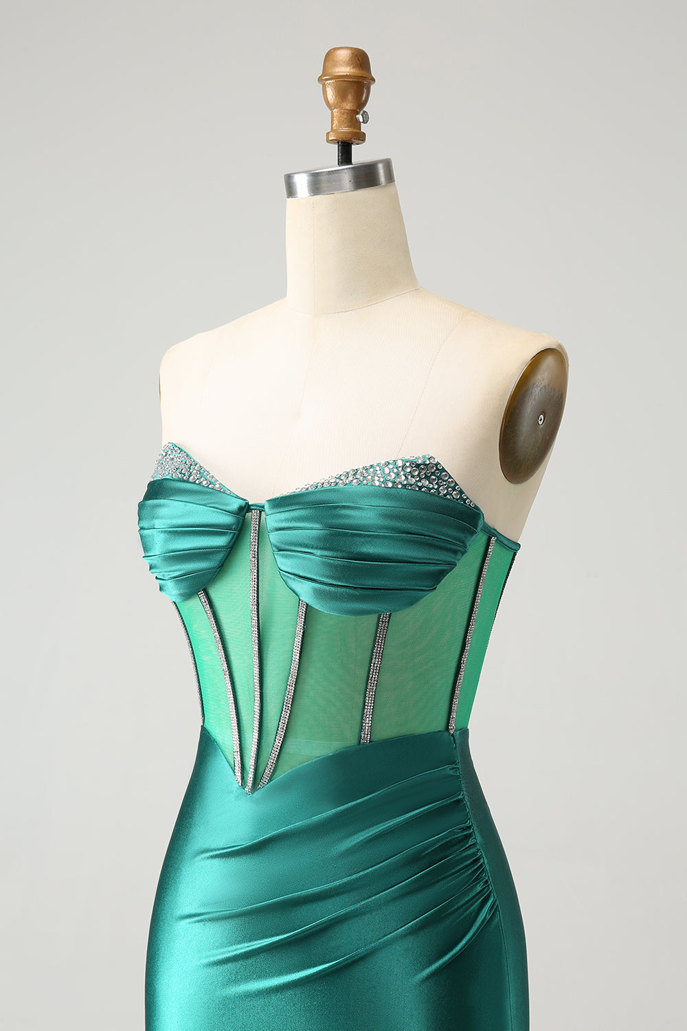 Glitter Dark Green Sweetheart Corset Tight Homecoming Dress with Beading