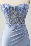 Glitter Lilac Sweetheart Sequined Appliques Strapless Tight Homecoming Dress