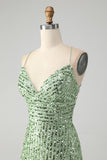 Sparkly Green Bodycon Sequins Lace Up Short Homecoming Dress