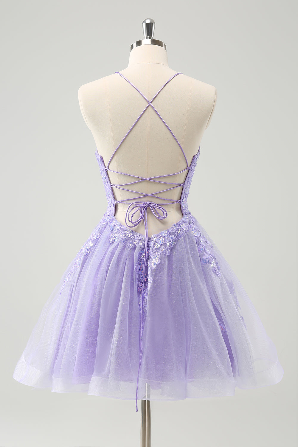 Cute Glitter Lilac A Line Sequins Short Homecoming Dress with Appliques