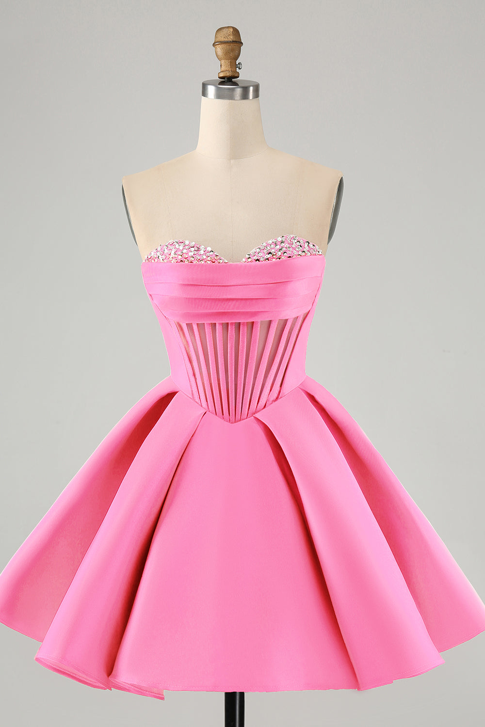 Cute A Line Sweetheart Corset Fuchsia Homecoming Dress with Beading