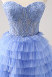 Sweetheart Lilac A-Line Corset Tulle Homecoming Dress with Lace