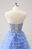 Sweetheart Lilac A-Line Corset Tulle Homecoming Dress with Lace