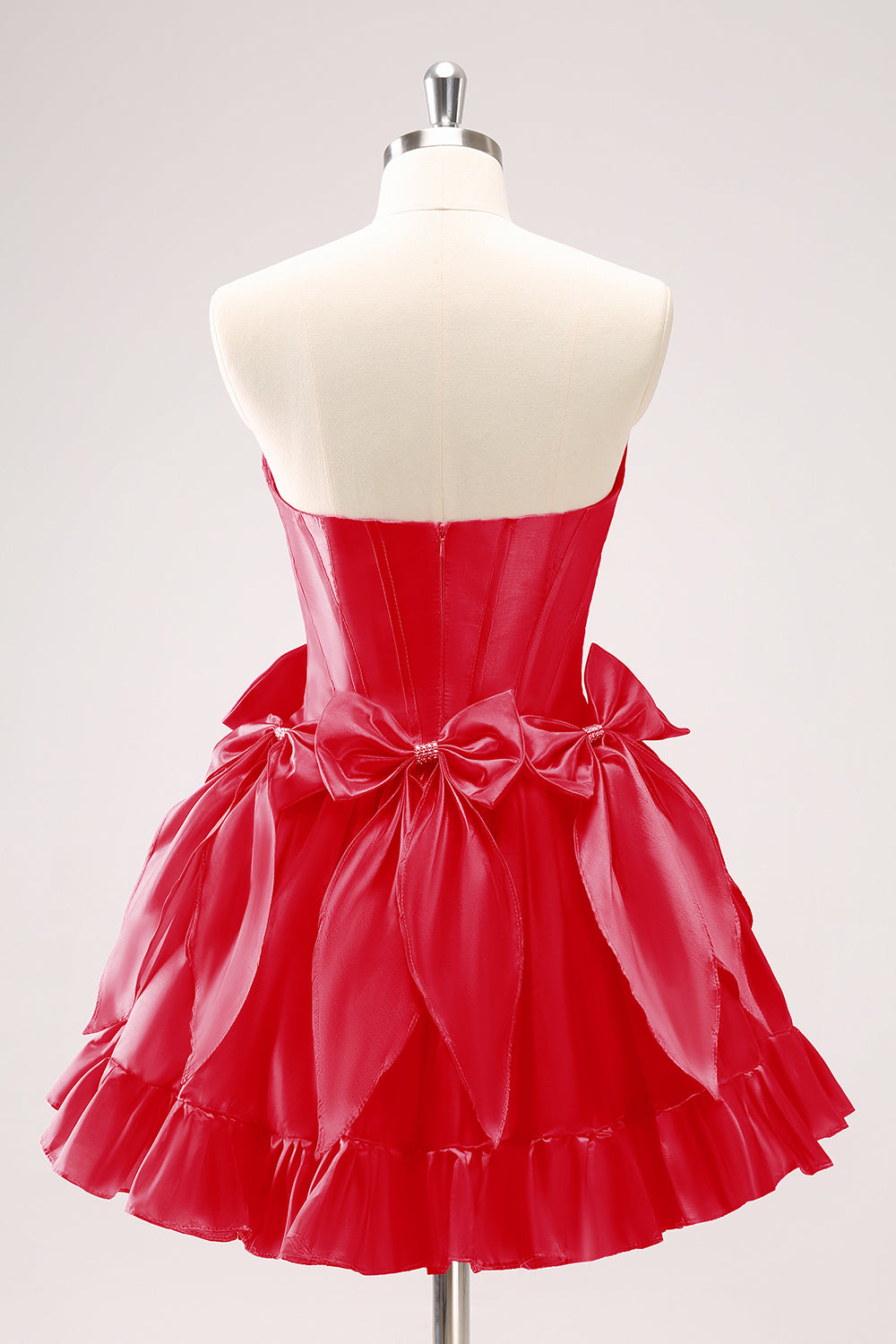 Fuchsia A Line Short Strapless Corset Homecoming Dress With Bows