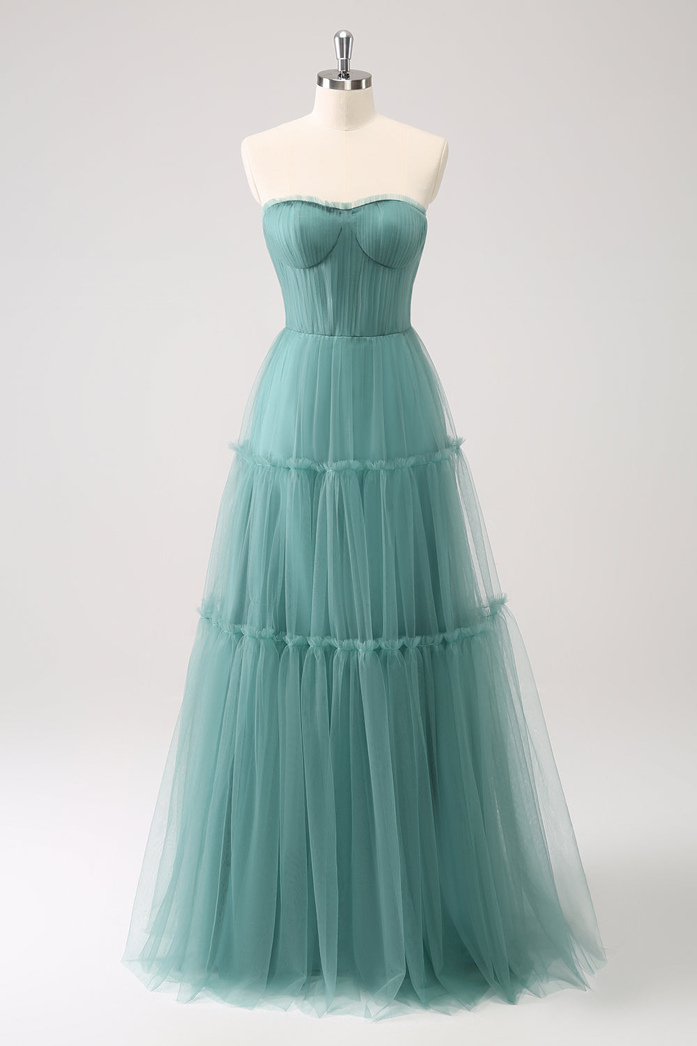 Eucalyptus Strapless Tulle A-Line Bridesmaid Dress