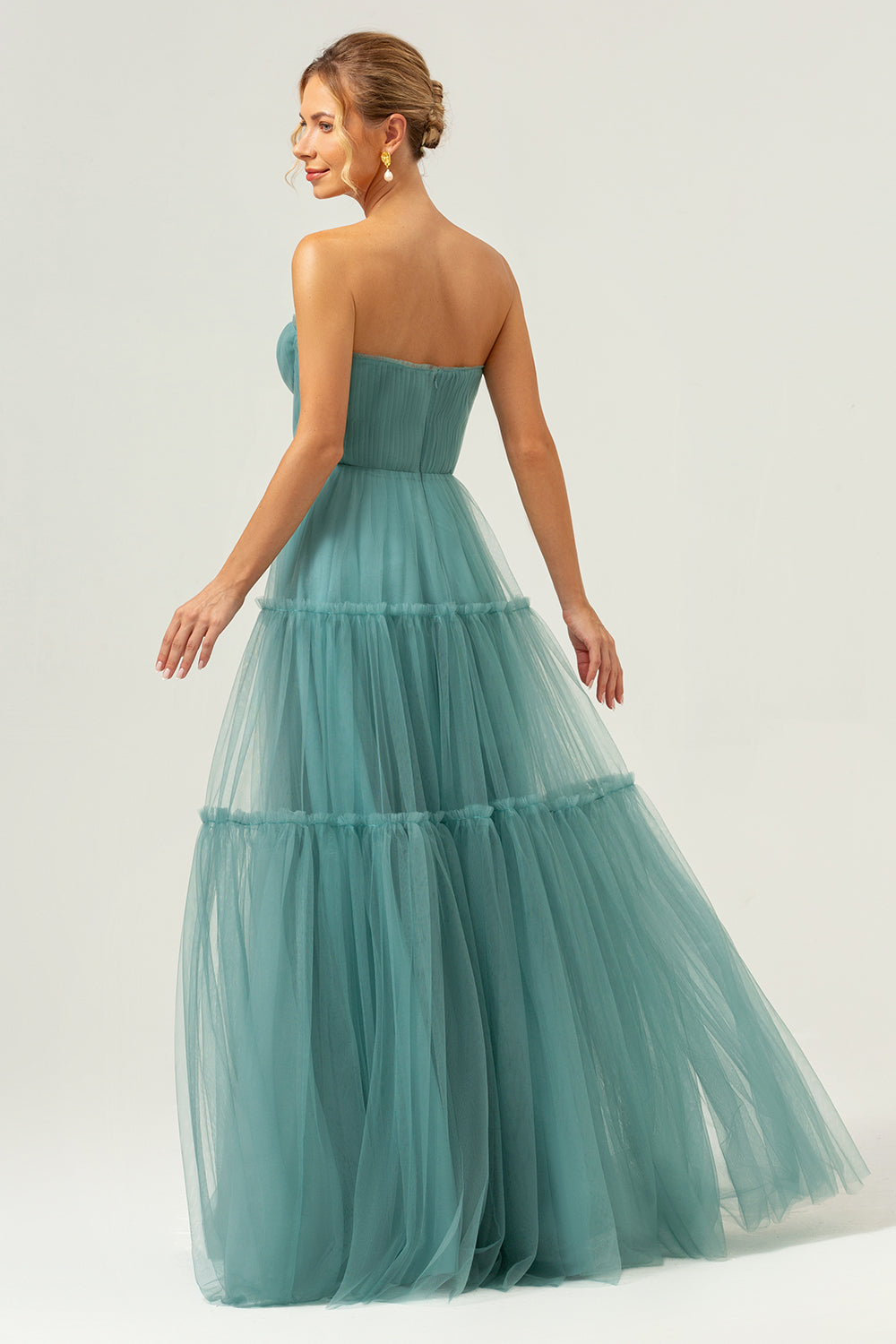 Eucalyptus Strapless Tulle A-Line Bridesmaid Dress