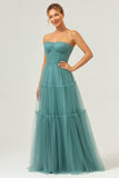 Eucalyptus Strapless Tulle A-Line Bridesmaid Dress