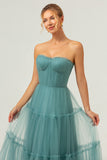 Eucalyptus Strapless Tulle A-Line Bridesmaid Dress