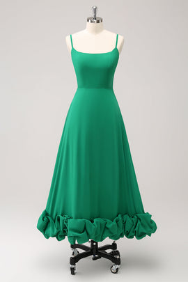 Elegant Green A Line Spaghetti Straps Bridesmaid Dress