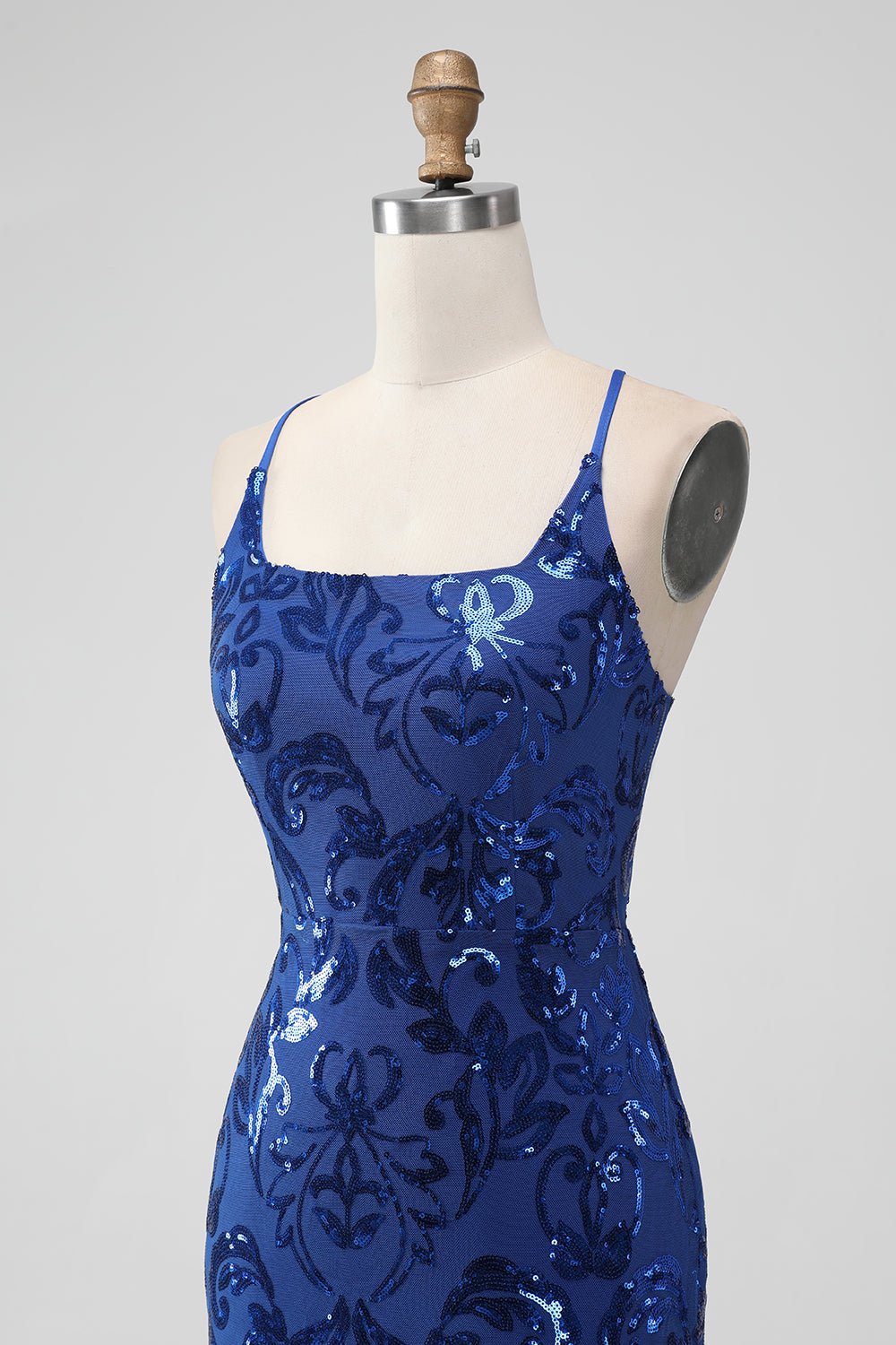 Royal Blue Bodycon Sequins Short Homecoming Dress with Lace-up Back