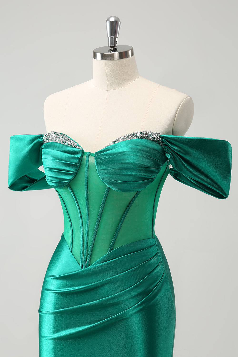 Green Off The Shoulder Corset Tight Short Homecoming Dress