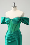 Green Off The Shoulder Corset Tight Short Homecoming Dress