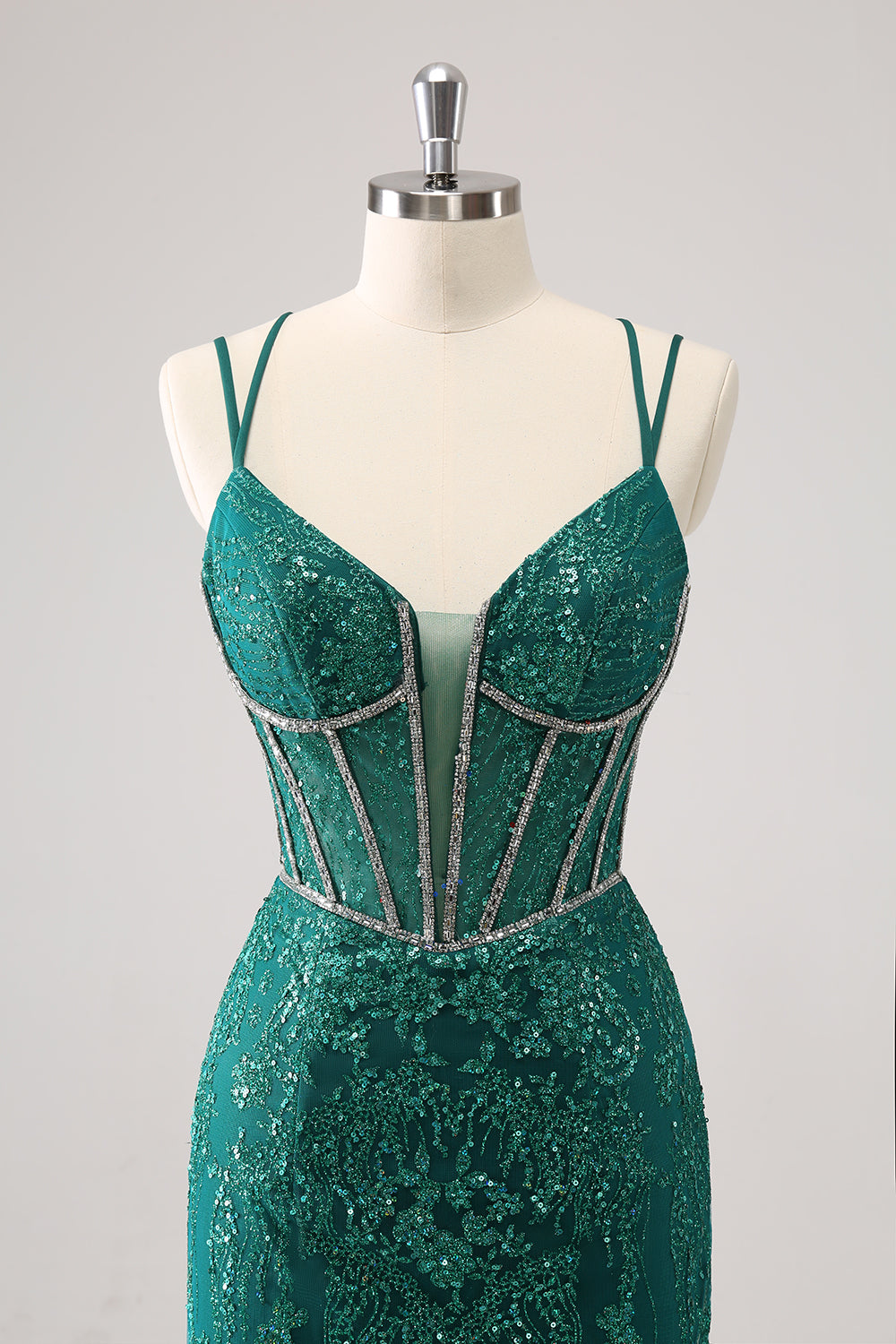 Sparkly Dark Green Corset Tight Short Homecoming Dress with Lace