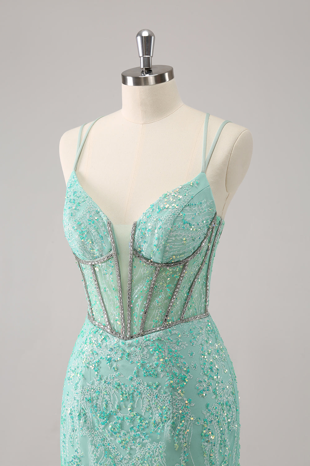 Sparkly Dark Green Corset Tight Short Homecoming Dress with Lace