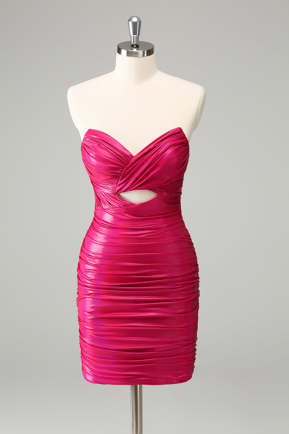 Fuchsia Strapless Tight  Keyhole Short Homecoming Dress