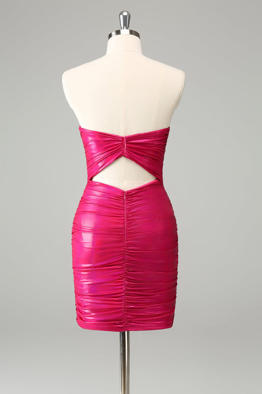 Fuchsia Bodycon Sweetheart Keyhole Short Homecoming Dress