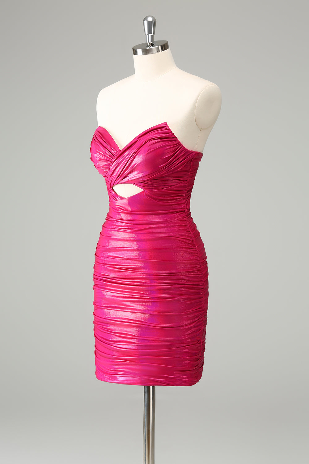 Fuchsia Strapless Tight  Keyhole Short Homecoming Dress