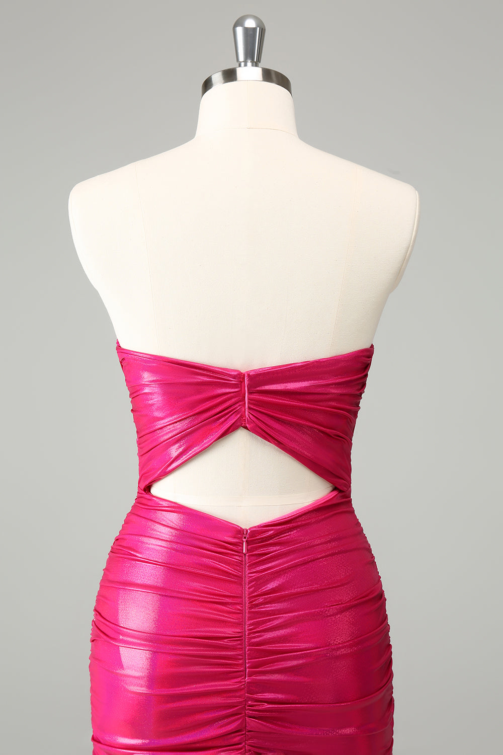 Fuchsia Strapless Tight  Keyhole Short Homecoming Dress