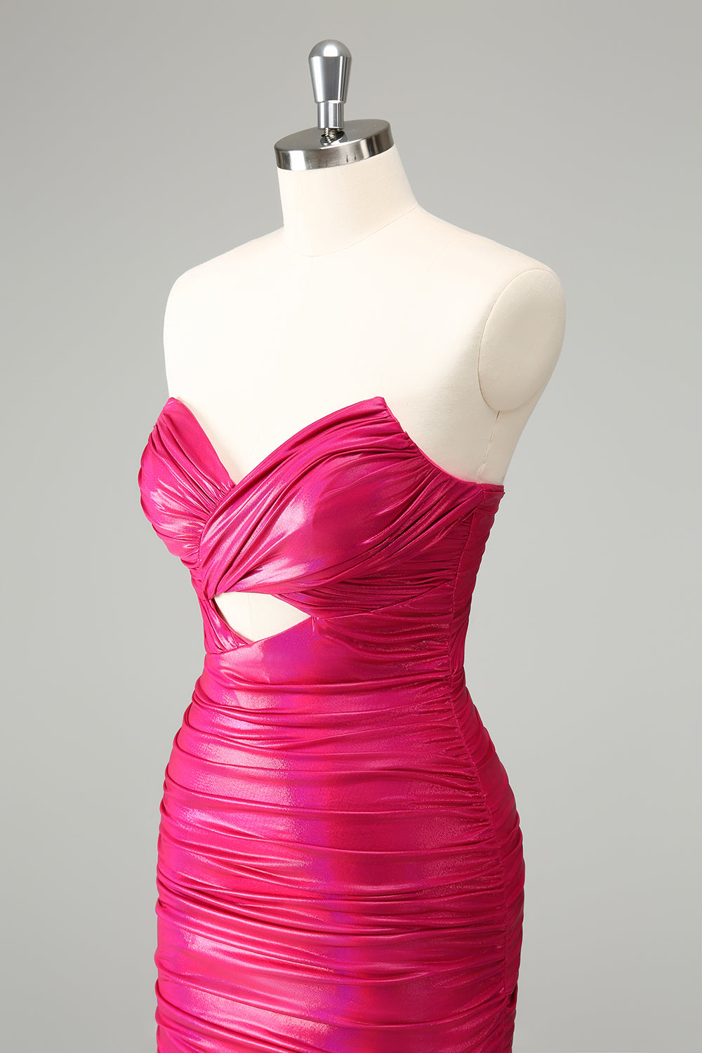 Fuchsia Strapless Tight  Keyhole Short Homecoming Dress