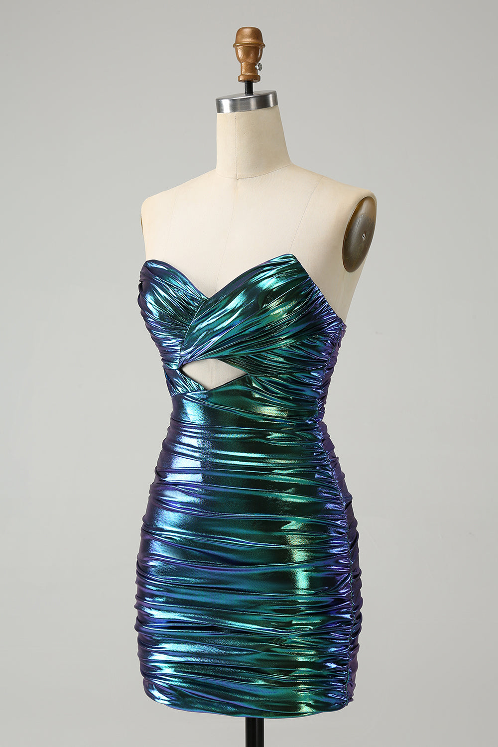 Sparkly Teal Blue Bodycon Sweetheart Ruched Short Homecoming Dress