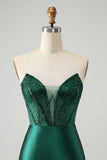 Dark Green Bodycon Strapless Corset Short Homecoming Dress