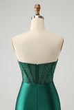 Dark Green Bodycon Strapless Corset Short Homecoming Dress