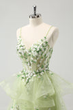 Light Green Corset A Line Short Homecoming Dress with 3D Flowers