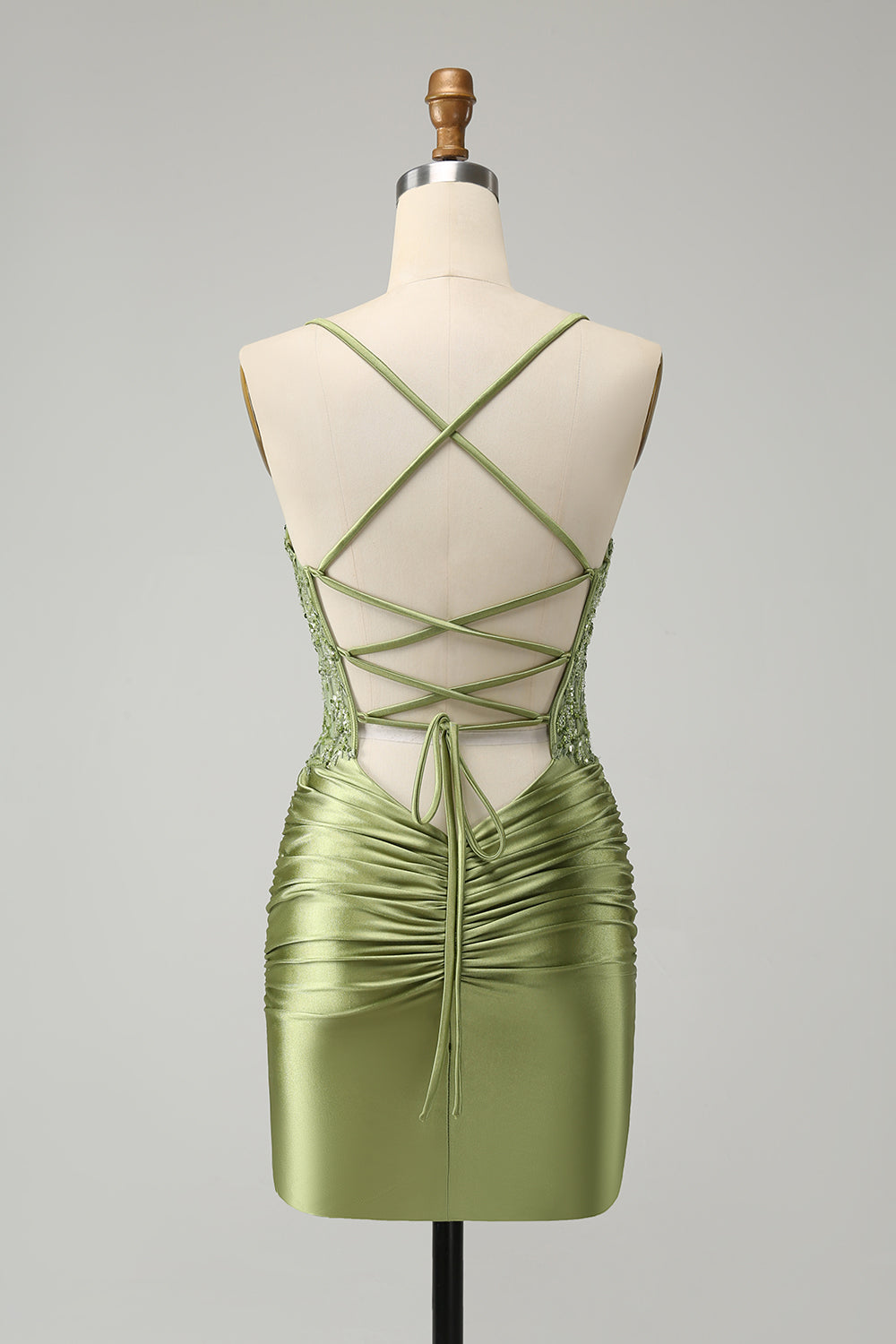 Sparkly Corset Light Green Tight Short Homecoming Dress with Beadings