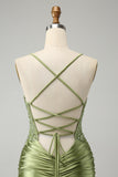 Sparkly Corset Light Green Tight Short Homecoming Dress with Beadings