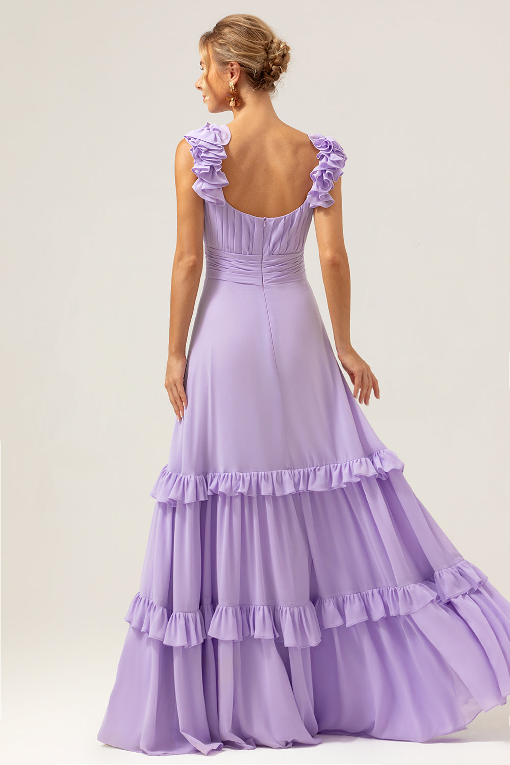 Lilac A-Line Chiffon Long Bridesmaid Dress