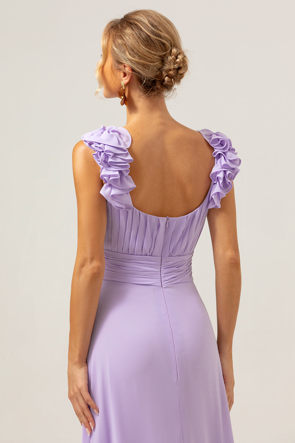 Lilac A-Line Chiffon Long Bridesmaid Dress