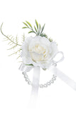 Delicate Pink Pearl Prom Wrist Corsage for Wedding Party