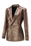 Golden 2 Pieces Notched Lapel Women's Suits with Belt