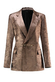 Golden 2 Pieces Notched Lapel Women's Suits with Belt