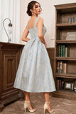 Light Blue A Line Sweetheart Spaghetti Straps Long Formal Dress