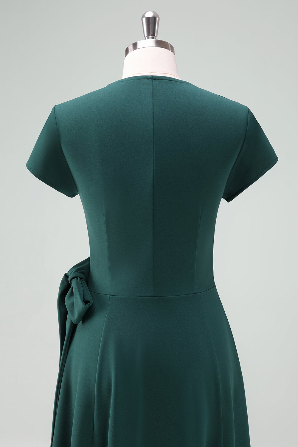 Dark Green A-Line Mother of Bride Dress with Short Sleeves