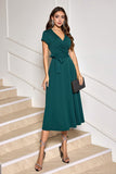 A-Line Dark Green Cocktail Dress with Short Sleeves