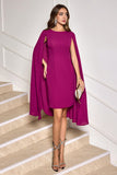 Grape Round Neck Bodycon Cocktail Party Dress With Cape