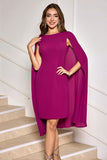 Grape Round Neck Bodycon Cocktail Party Dress With Cape